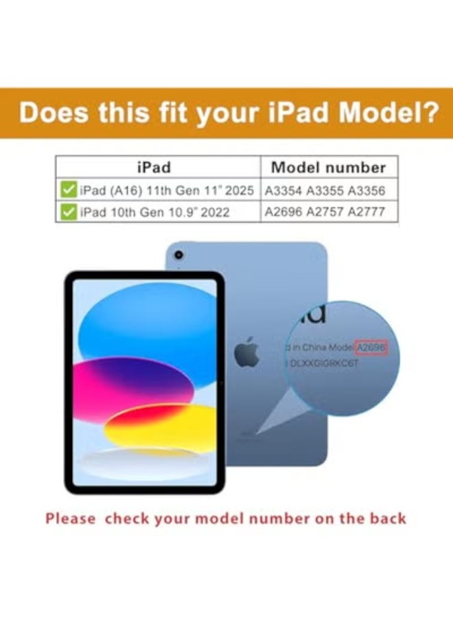 غطاء حماية الطفل لجهاز iPad A16 من الجيل الحادي عشر (2025) / iPad من الجيل العاشر (2022)، مع خزان Apple Pencil، غطاء حماية iPad 11/10، خفيف ومقاوم للصدمات، مع قوس ومقبض قابل للتحويل، للأطفال - الأزرق - Image 2